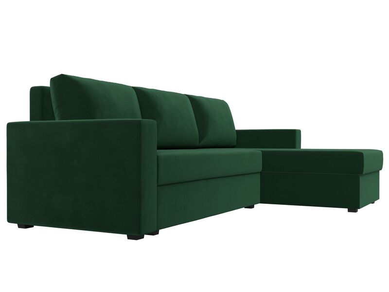 Диван угловой Траумберг Лайт правый угол, Велюр, SEVEN 626 зеленый