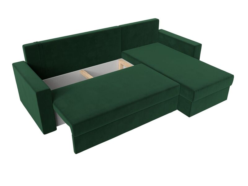 Диван угловой Траумберг Лайт правый угол, Велюр, SEVEN 626 зеленый