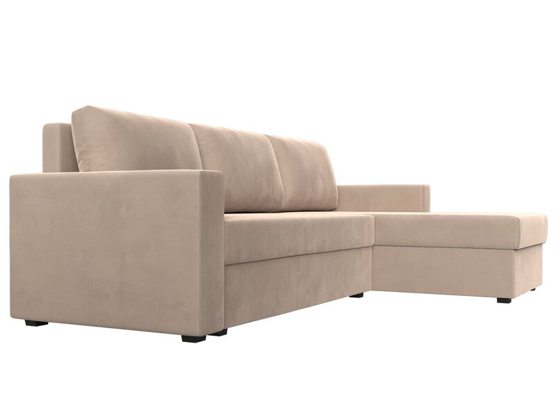 Диван угловой Траумберг Лайт правый угол, Велюр, SEVEN 729 бежевый