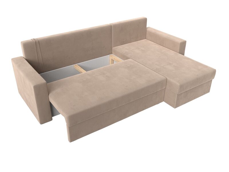 Диван угловой Траумберг Лайт правый угол, Велюр, SEVEN 729 бежевый