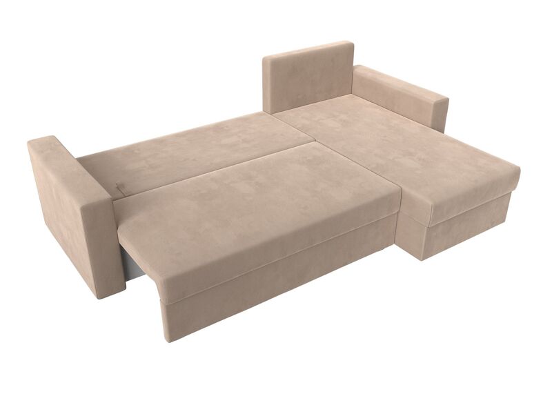 Диван угловой Траумберг Лайт правый угол, Велюр, SEVEN 729 бежевый