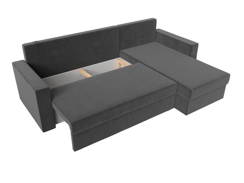 Диван угловой Траумберг Лайт правый угол, Велюр, SEVEN 17 серый