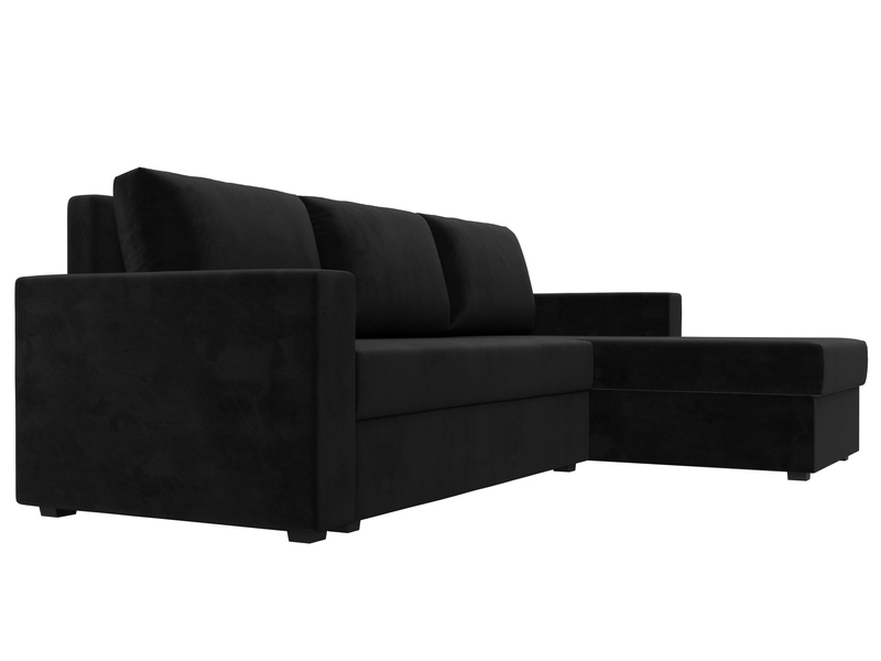 Диван угловой Траумберг Лайт правый угол, Велюр, SEVEN 35 черный