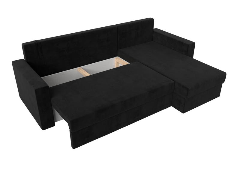 Диван угловой Траумберг Лайт правый угол, Велюр, SEVEN 35 черный
