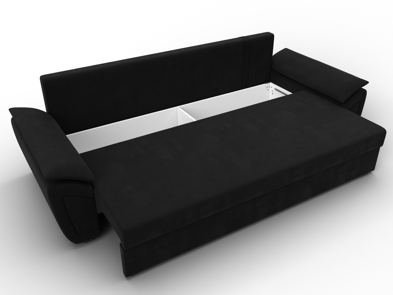 Диван прямой Нэстор Лайт, Микровельвет, Черный