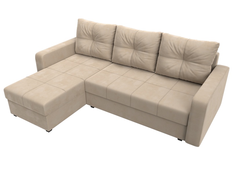 Диван угловой Ливерпуль Лайт левый угол, Велюр, SEVEN 729 бежевый