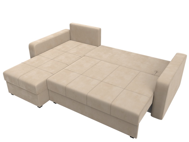 Диван угловой Ливерпуль Лайт левый угол, Велюр, SEVEN 729 бежевый