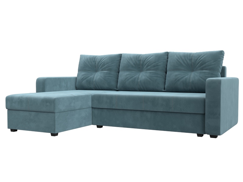 Диван угловой Ливерпуль Лайт левый угол, Велюр, SEVEN 113 бирюзовый