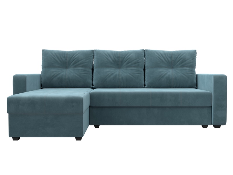 Диван угловой Ливерпуль Лайт левый угол, Велюр, SEVEN 113 бирюзовый
