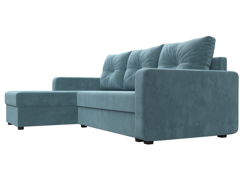 Диван угловой Ливерпуль Лайт левый угол, Велюр, SEVEN 113 бирюзовый