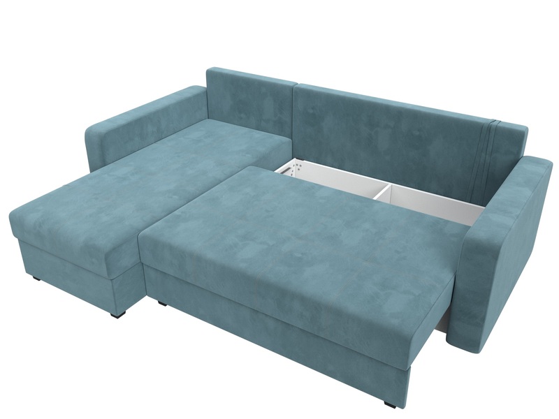 Диван угловой Ливерпуль Лайт левый угол, Велюр, SEVEN 113 бирюзовый