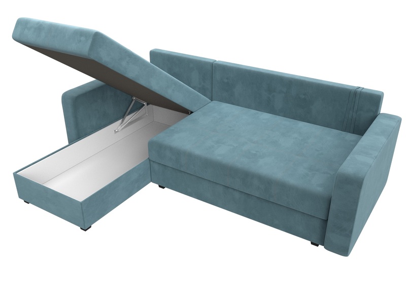 Диван угловой Ливерпуль Лайт левый угол, Велюр, SEVEN 113 бирюзовый