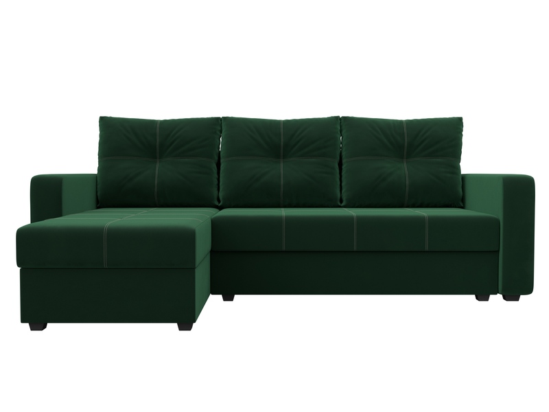Диван угловой Ливерпуль Лайт левый угол, Велюр, SEVEN 626 зеленый