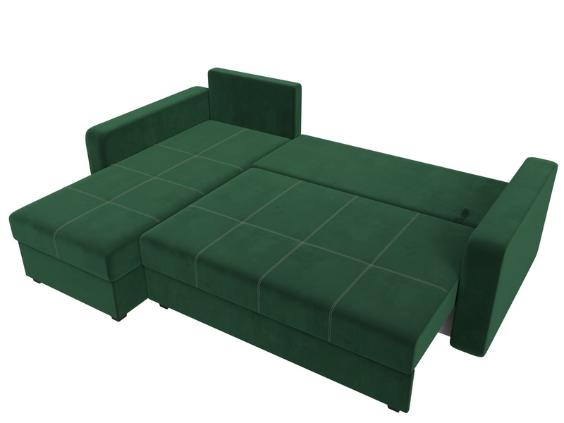 Диван угловой Ливерпуль Лайт левый угол, Велюр, SEVEN 626 зеленый