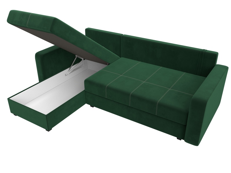 Диван угловой Ливерпуль Лайт левый угол, Велюр, SEVEN 626 зеленый