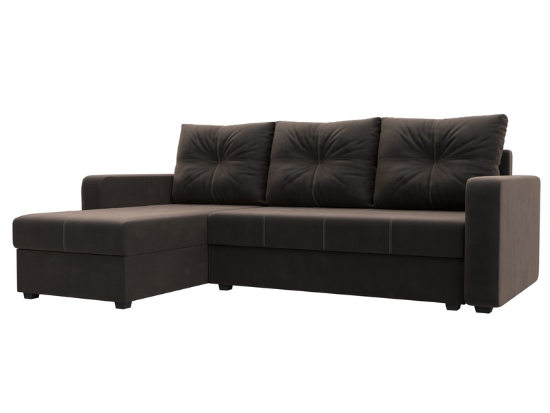 Диван угловой Ливерпуль Лайт левый угол, Велюр, SEVEN 727 коричневый