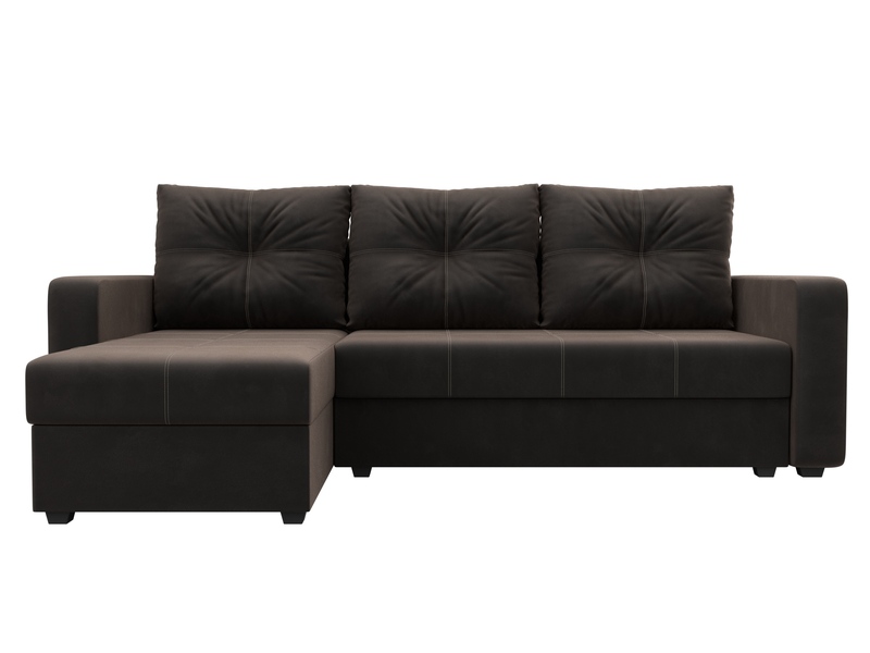 Диван угловой Ливерпуль Лайт левый угол, Велюр, SEVEN 727 коричневый