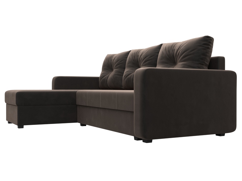 Диван угловой Ливерпуль Лайт левый угол, Велюр, SEVEN 727 коричневый