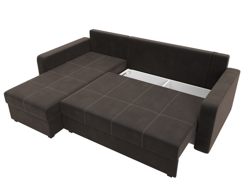 Диван угловой Ливерпуль Лайт левый угол, Велюр, SEVEN 727 коричневый