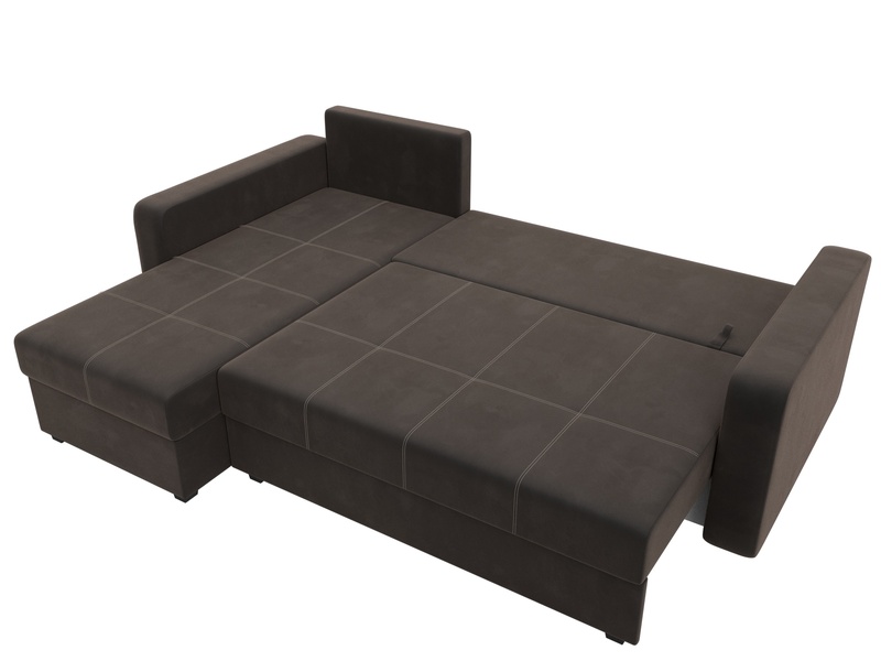 Диван угловой Ливерпуль Лайт левый угол, Велюр, SEVEN 727 коричневый