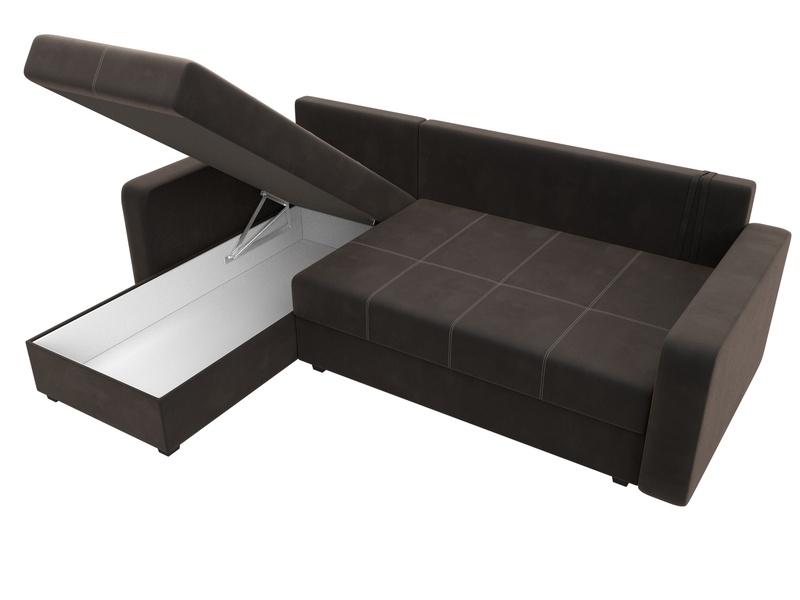 Диван угловой Ливерпуль Лайт левый угол, Велюр, SEVEN 727 коричневый