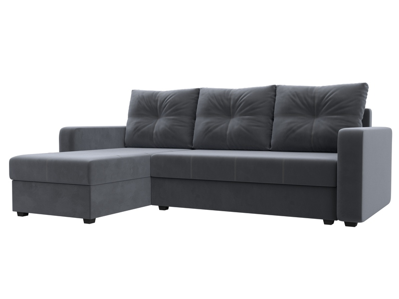 Диван угловой Ливерпуль Лайт левый угол, Велюр, SEVEN 17 серый