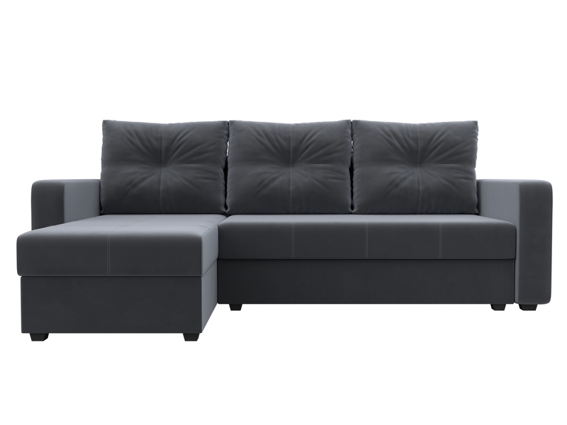 Диван угловой Ливерпуль Лайт левый угол, Велюр, SEVEN 17 серый