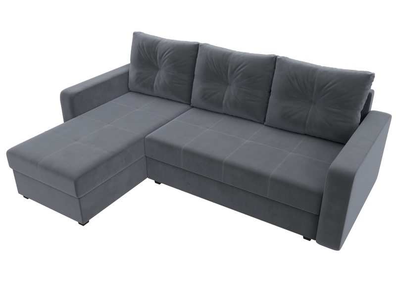 Диван угловой Ливерпуль Лайт левый угол, Велюр, SEVEN 17 серый