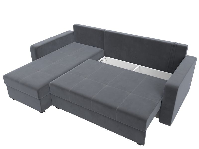 Диван угловой Ливерпуль Лайт левый угол, Велюр, SEVEN 17 серый