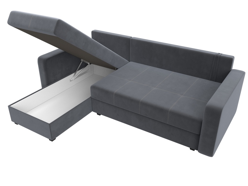 Диван угловой Ливерпуль Лайт левый угол, Велюр, SEVEN 17 серый