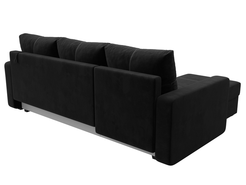 Диван угловой Ливерпуль Лайт левый угол, Велюр, SEVEN 35 черный