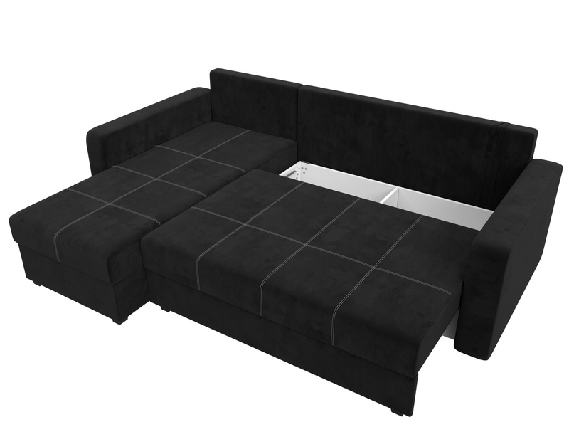 Диван угловой Ливерпуль Лайт левый угол, Велюр, SEVEN 35 черный