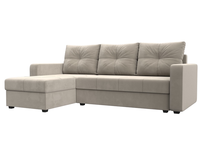 Диван угловой Ливерпуль Лайт левый угол, Микровельвет, Бежевый