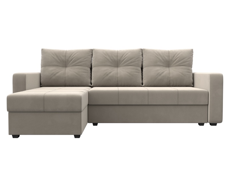 Диван угловой Ливерпуль Лайт левый угол, Микровельвет, Бежевый