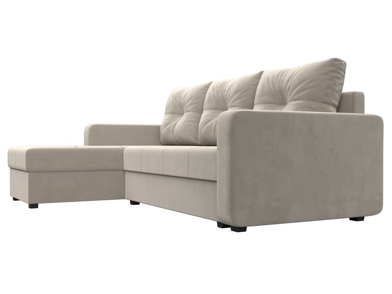 Диван угловой Ливерпуль Лайт левый угол, Микровельвет, Бежевый