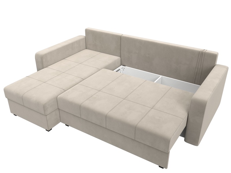 Диван угловой Ливерпуль Лайт левый угол, Микровельвет, Бежевый