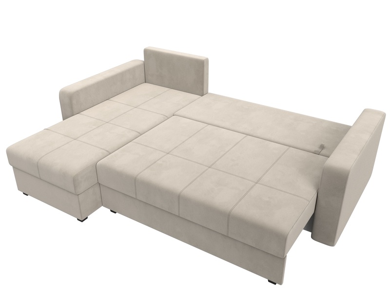 Диван угловой Ливерпуль Лайт левый угол, Микровельвет, Бежевый