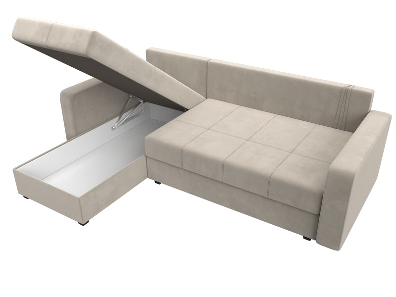 Диван угловой Ливерпуль Лайт левый угол, Микровельвет, Бежевый