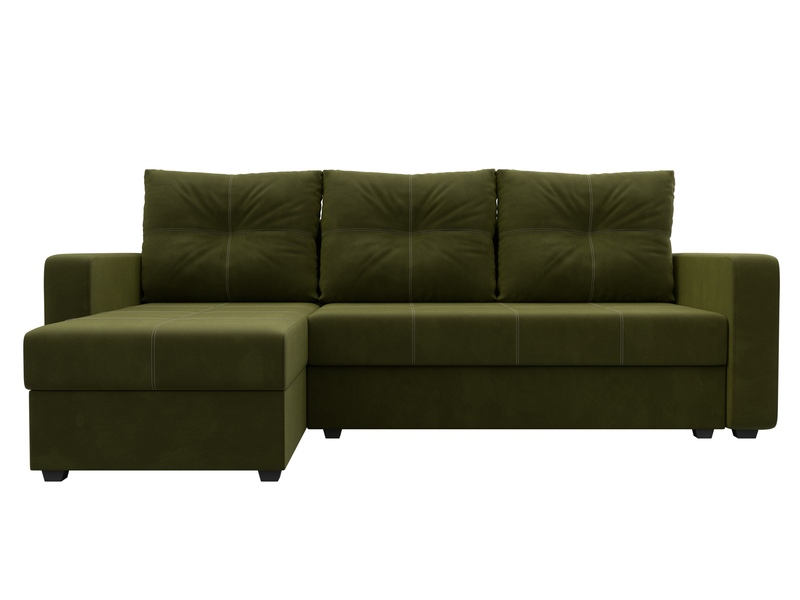 Диван угловой Ливерпуль Лайт левый угол, Микровельвет, Зеленый