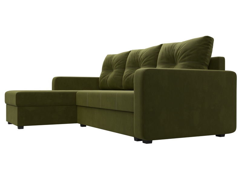 Диван угловой Ливерпуль Лайт левый угол, Микровельвет, Зеленый
