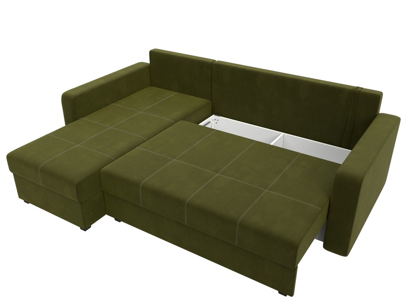 Диван угловой Ливерпуль Лайт левый угол, Микровельвет, Зеленый
