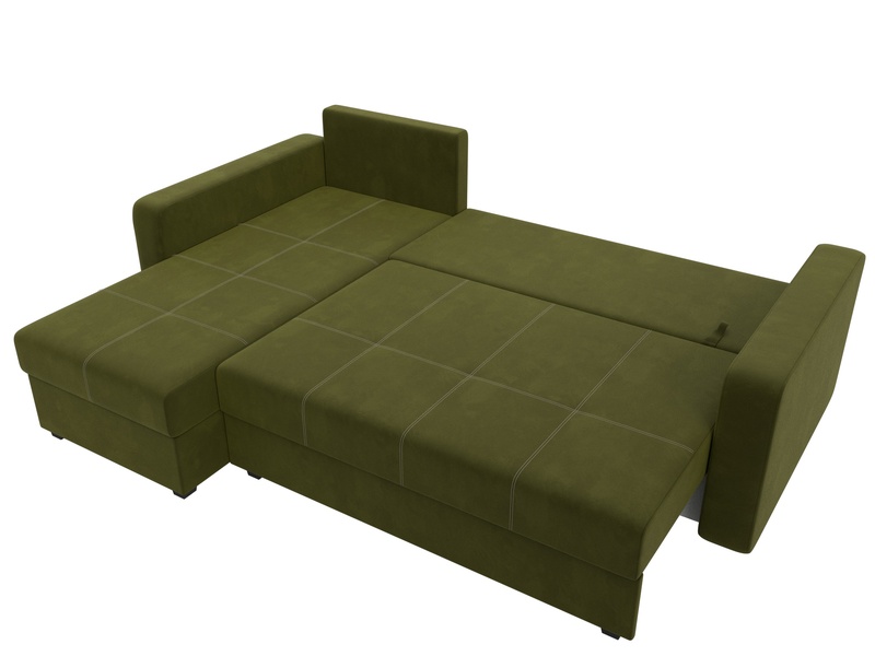 Диван угловой Ливерпуль Лайт левый угол, Микровельвет, Зеленый