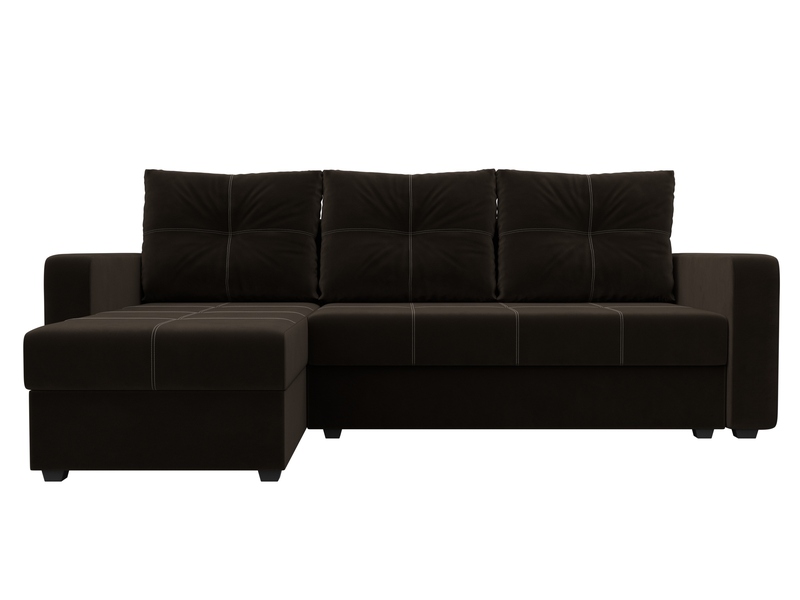 Диван угловой Ливерпуль Лайт левый угол, Микровельвет, Коричневый