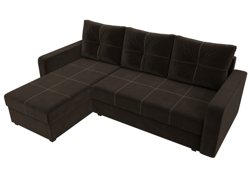 Диван угловой Ливерпуль Лайт левый угол, Микровельвет, Коричневый