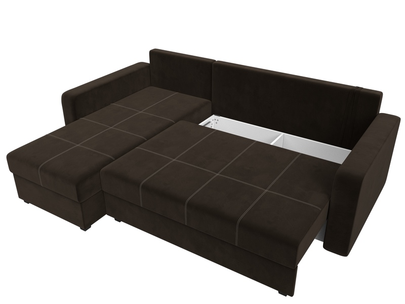 Диван угловой Ливерпуль Лайт левый угол, Микровельвет, Коричневый