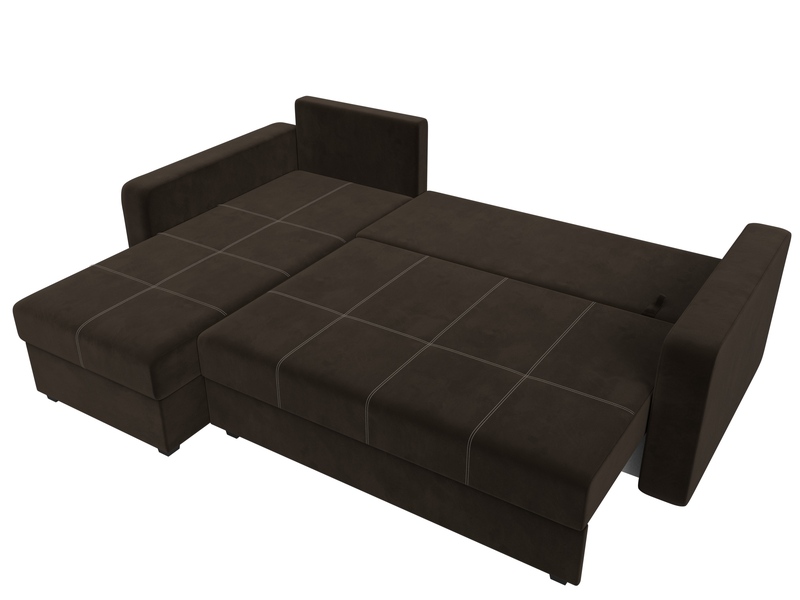 Диван угловой Ливерпуль Лайт левый угол, Микровельвет, Коричневый