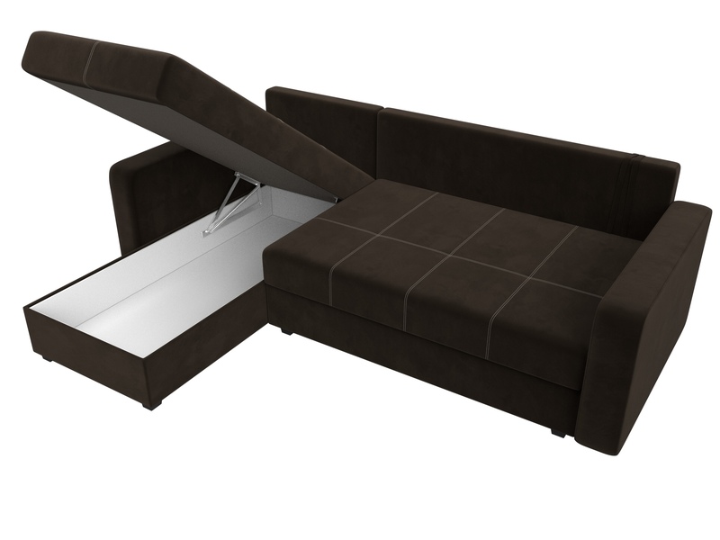 Диван угловой Ливерпуль Лайт левый угол, Микровельвет, Коричневый