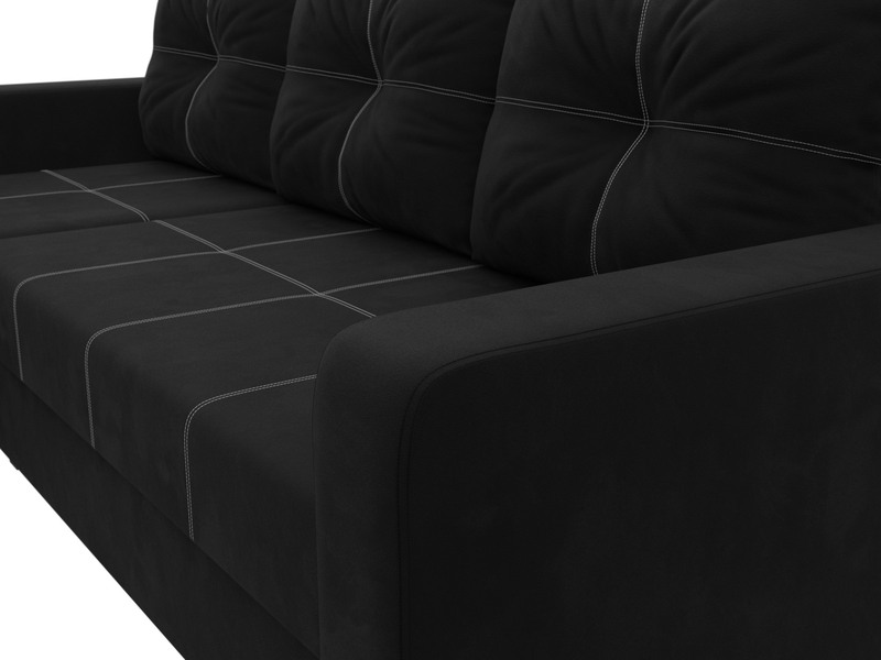 Диван угловой Ливерпуль Лайт левый угол, Микровельвет, Черный