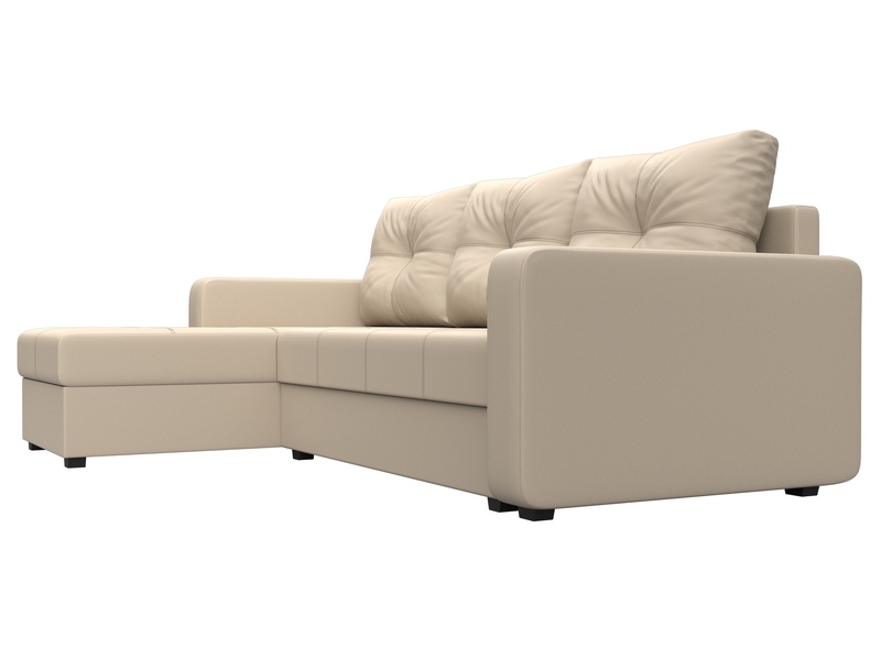 Диван угловой Ливерпуль Лайт левый угол, Экокожа, Бежевый