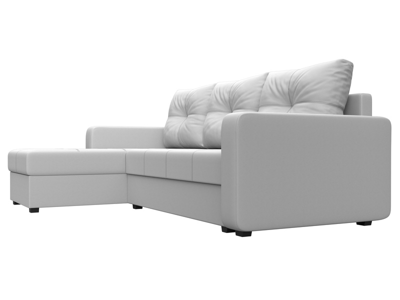 Диван угловой Ливерпуль Лайт левый угол, Экокожа, Белый